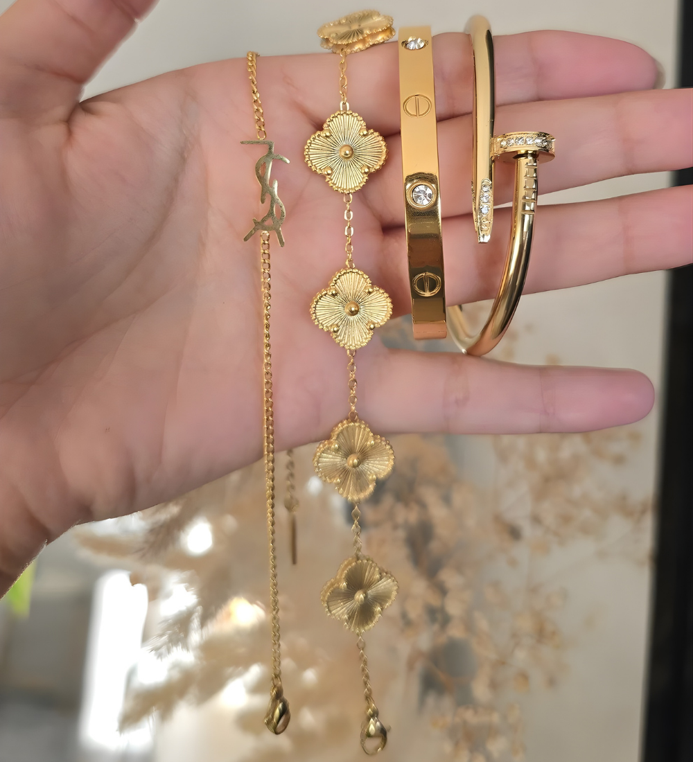 Pack Amour : 2 gourmettes + 2 bracelets Inox