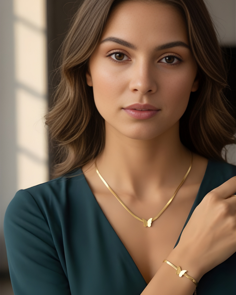 طقم الفراشة (سنسلة + براسلي 🎁 )